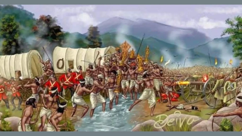 1755ஆம் ஆண்டு நடைபெற்ற நத்தம் கணவாய் யுத்தத்தை நினைவுகூறும் வரலாற்று காட்சி